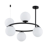 Lampadario Ringo Alfa nero 5 luci E14 sfere vetro