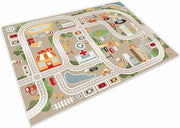 Tappeto per bambini - Area di gioco per strada - Universo animale - Adatto per divertimento - 1 pezzo - Blu Verde Grigio - Dimensioni: 80×120cm