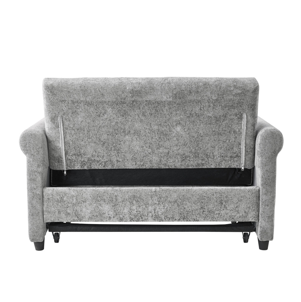 Divano letto 3 in 1 2 posti con schienale reclinabile a 3 posizioni; grigio in chenille