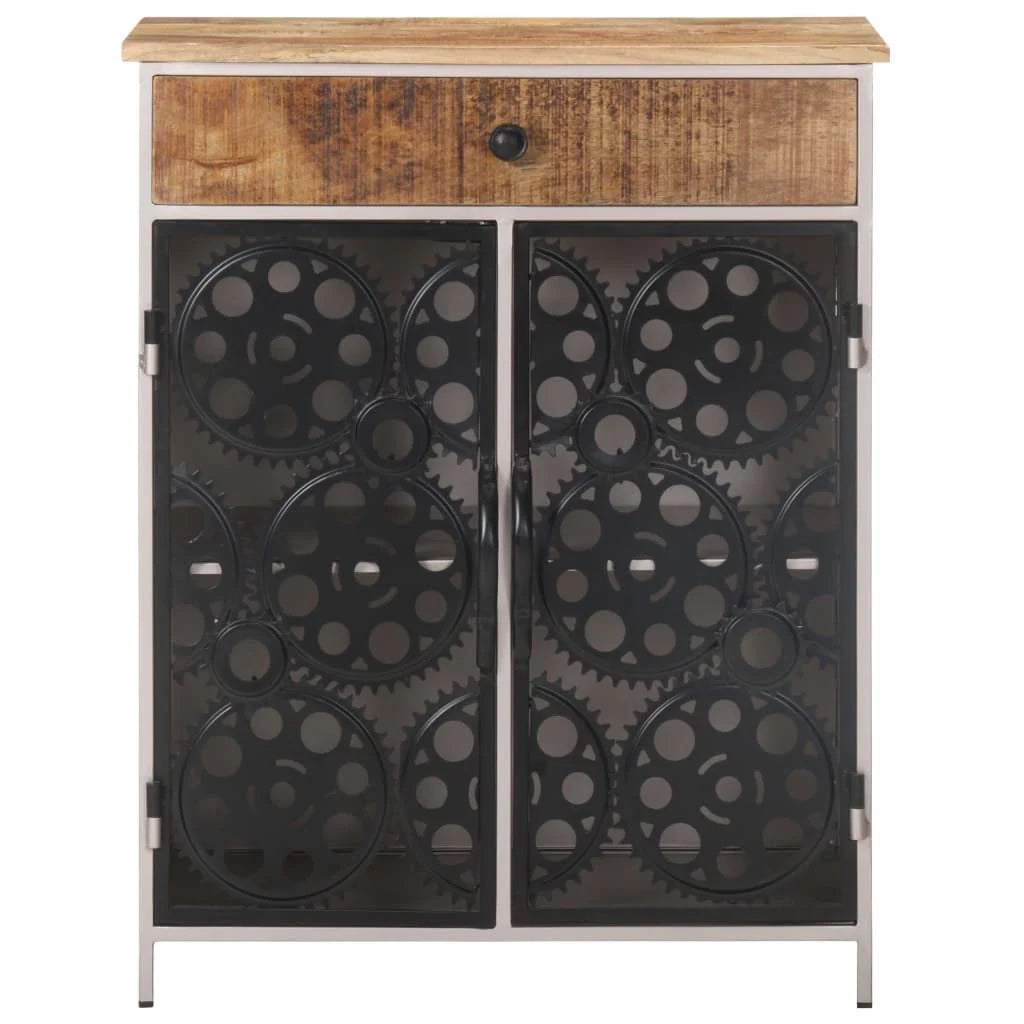 Credenza buffet cassettiera mobile contenitore organizer cucina soggiorno soggiorno 60 x 35 x 75 cm legno grezzo di mango e ferro marrone 02_0029626