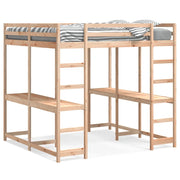 vidaXL Letto Soppalco con Scrivania e Scala 140x200 cm Massello Pino