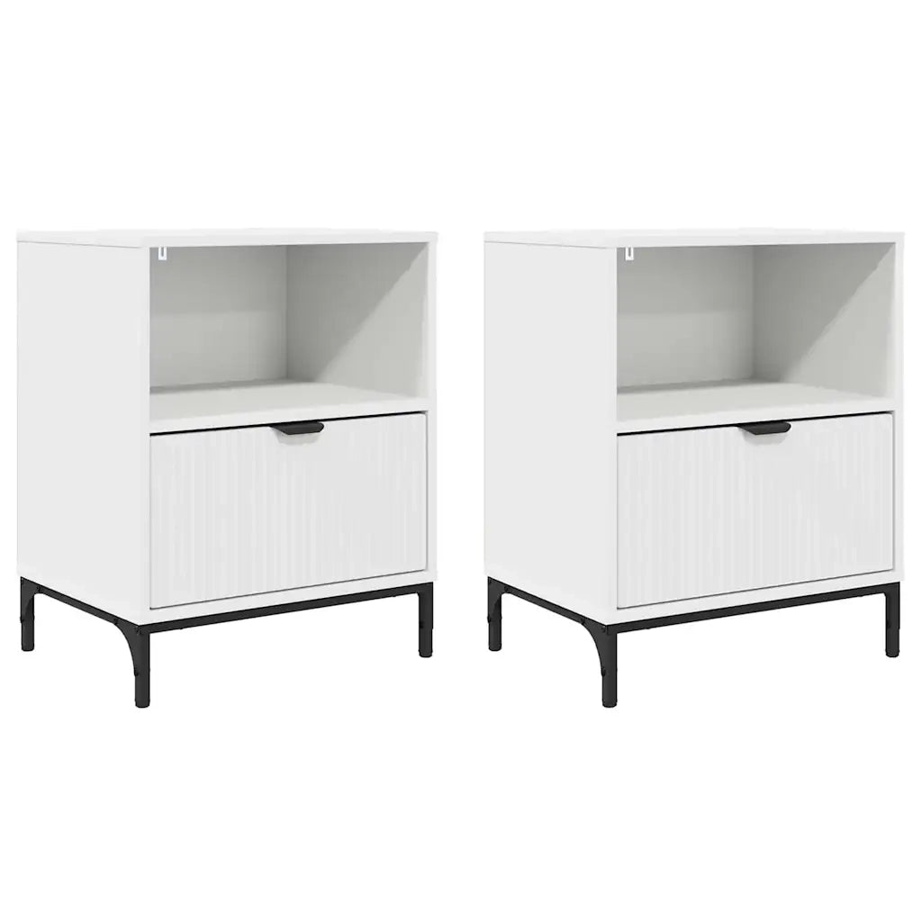 Set di 2 Comodini | Armadio da Notte | Mobiletto da notte Bianco 49 x 36 x 61 cm Legno multistrato
