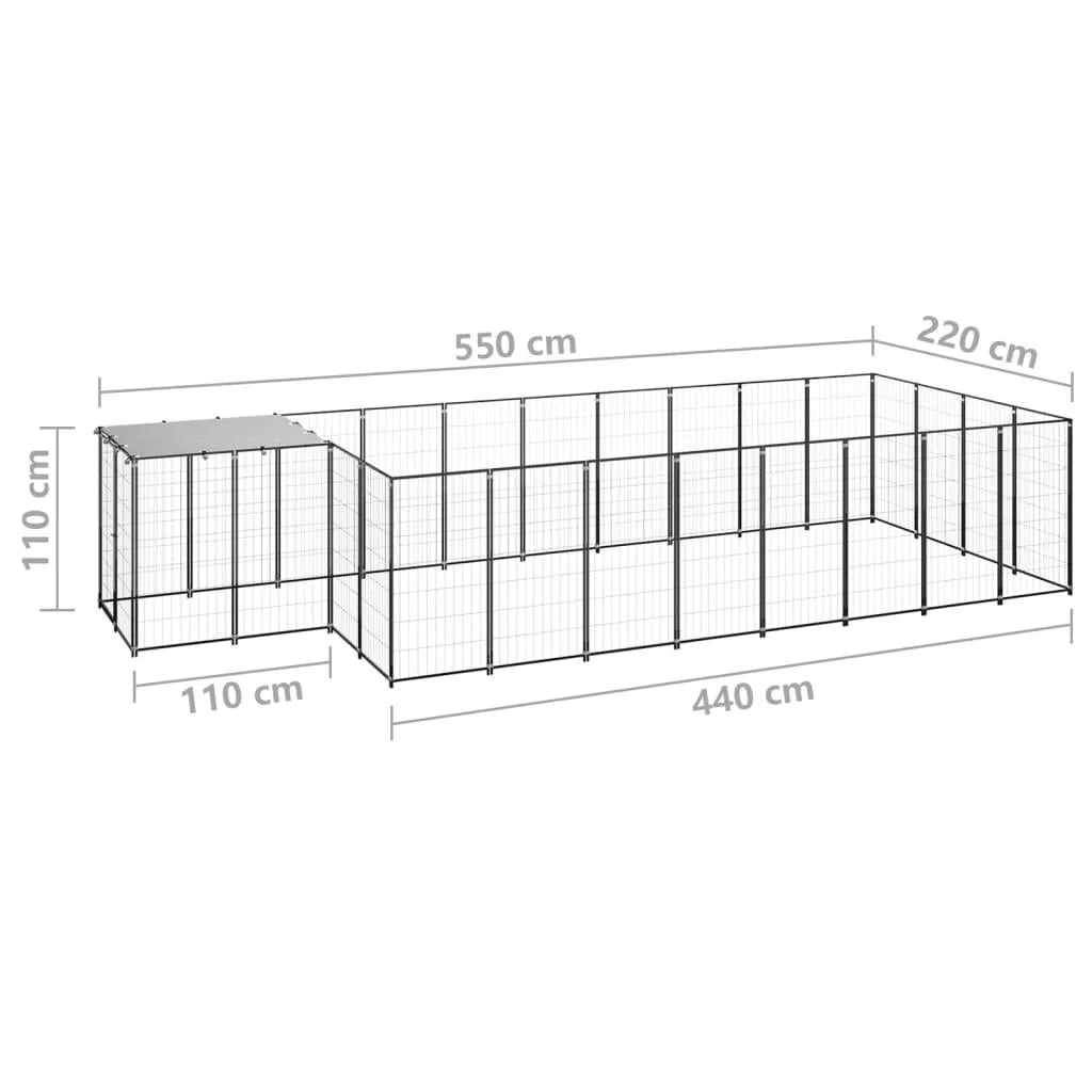 Recinto per animali da esterno per cani 10,89 m² 110 cm acciaio nero 02_0000486