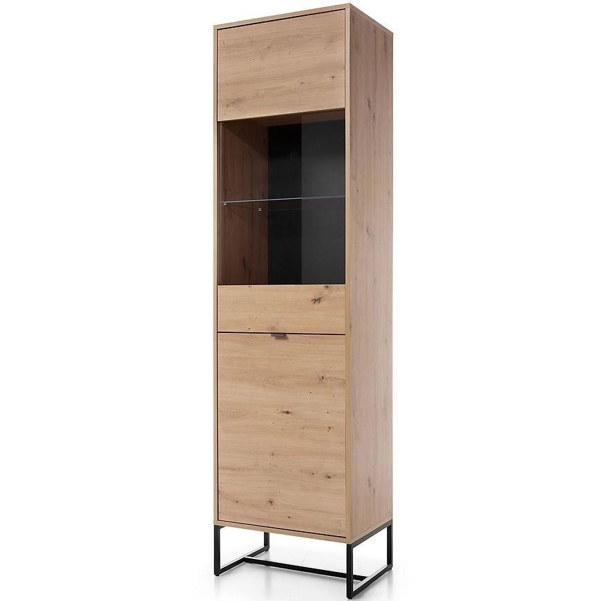 MOBILE VETRINA ARMADIO CREDENZA SOGGIORNO QUERCIA NERO 197x53x39cm AMBER