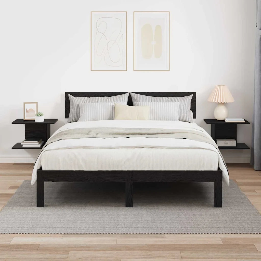 Set di 2 Comodini | Armadio da Notte | Mobiletto da notte Rovere Nero 40 x 30 x 25 cm Legno multistrato