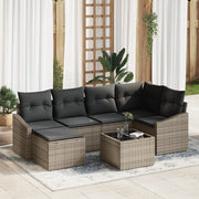 Set di Divani da Giardino a 6 Pezzi con Cuscini Rattan Polimerico Nero