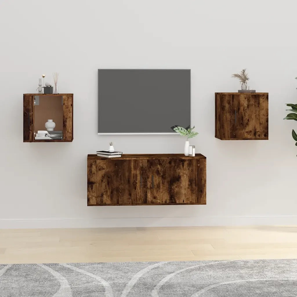 Mobili Porta TV a Parete 2 pz Rovere Fumo 40x34,5x40 cm 816651