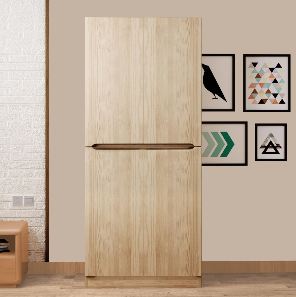 Armadio 2 ante 70x40x170 cm con vano appendiabiti e scomparti; naturale