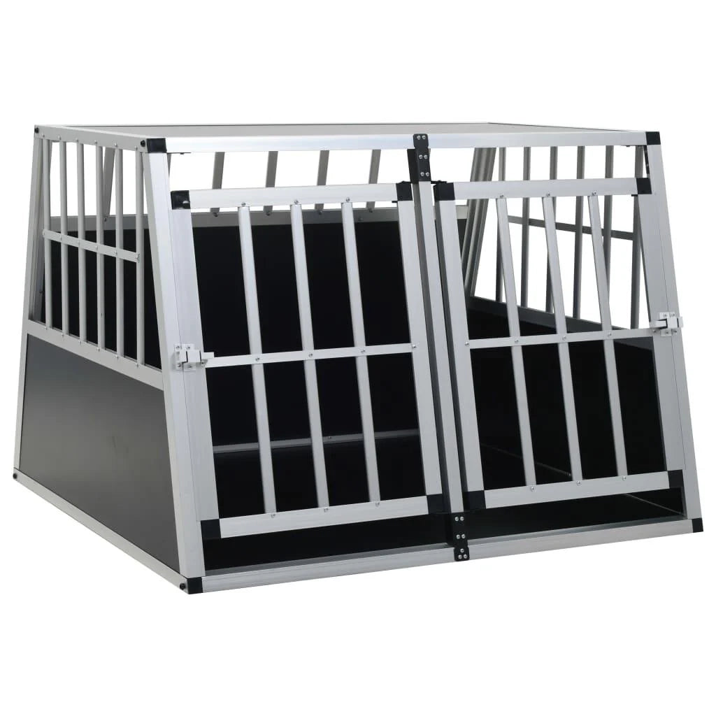Trasportino per cani con doppia porta 94 x 88 x 69 cm alluminio e MDF nero 02_0000064