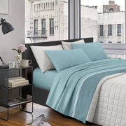 Completo Letto Lenzuola Matrimoniale,100% Cotone, Set letto, Lenzuolo Sopra, Sotto e Federe 2 Piazze Compose Turchese