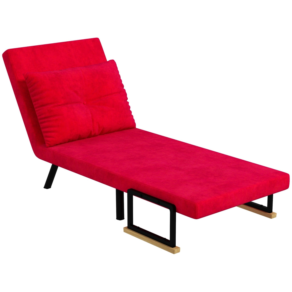 Poltrona Letto Pieghevole ¨C zephmum ¨C Velluto Rosso 63x73x81 cm