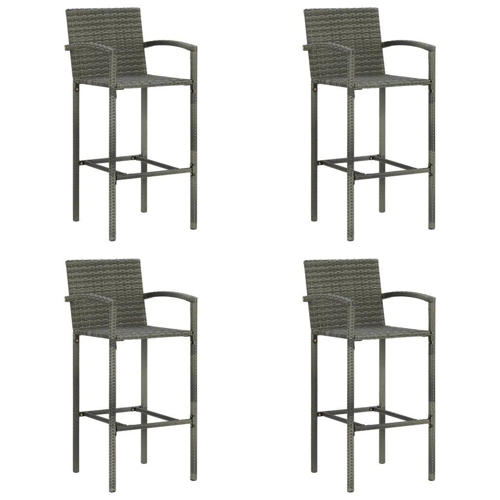Sgabelli da Bar 4 pz Grigi in Polyrattan cod mxl 66370
