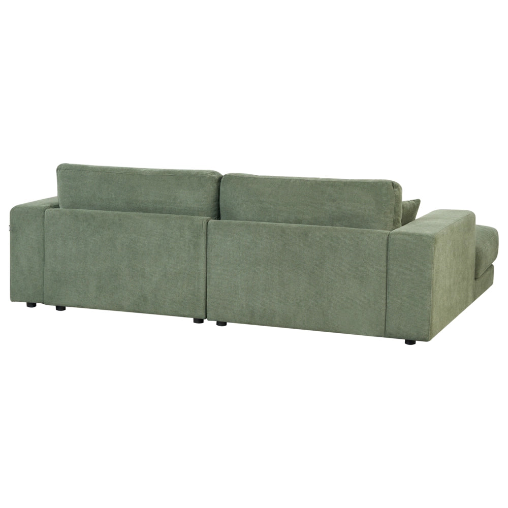 Divano angolare lato destro in Tessuto imbottito verde con Cuscini 3 posti stile moderno minimalista