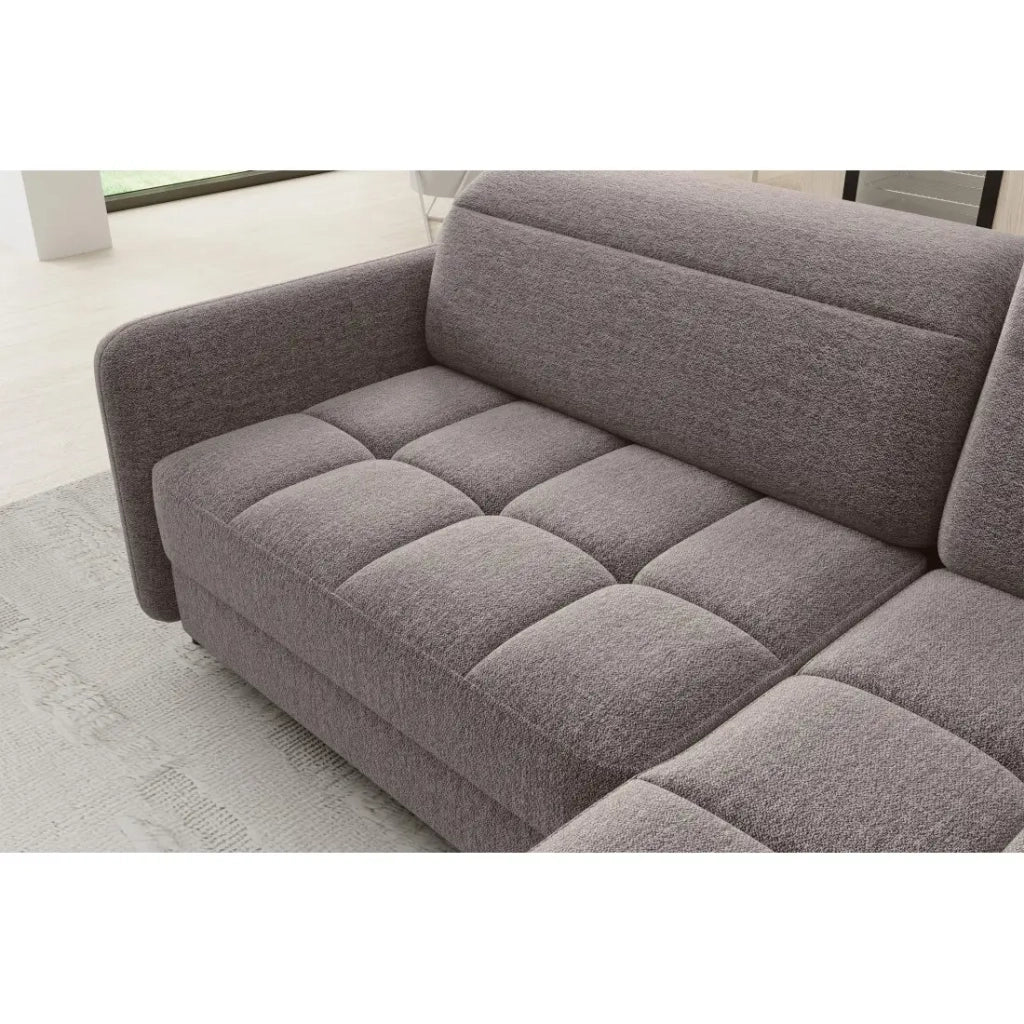 Divano ad angolo destro convertibile BARNEA 208 cm marrone con contenitore