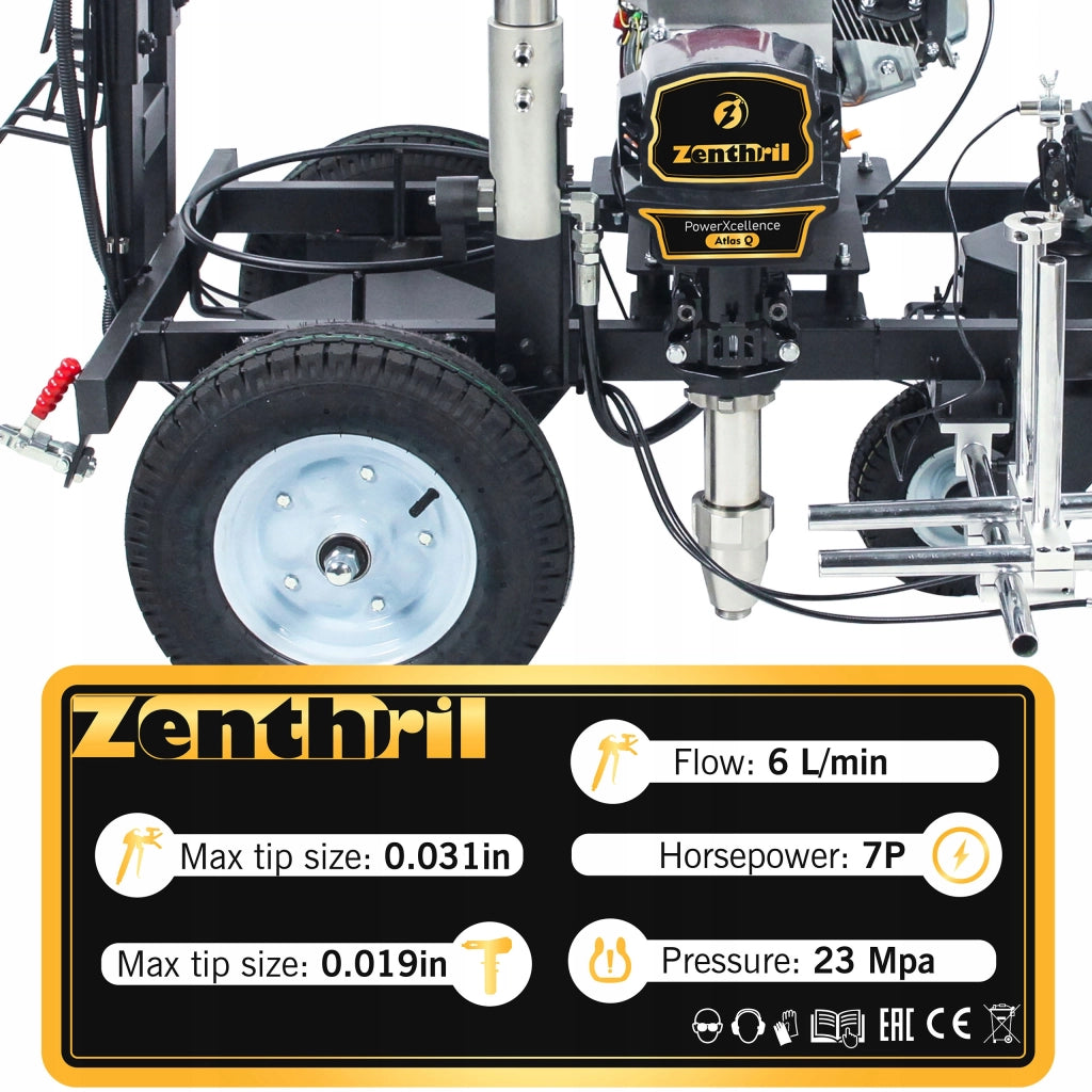 Traccialinee Stradale Zenthril PowerXcellence Atlas Q – Motore a Benzina 7P | 23 MPa | 6 L/min | 2 Pistole