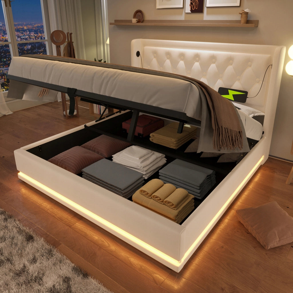 Letto Matrimoniale - Xylo - 160x200 - Bianco - USB-C e LED