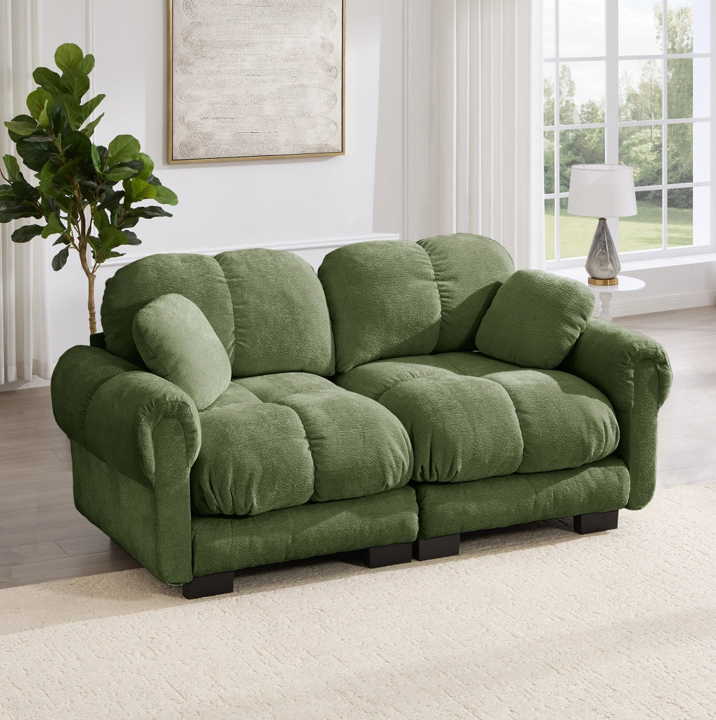 Divano modulare in chenille 190x86x90 cm; verde
