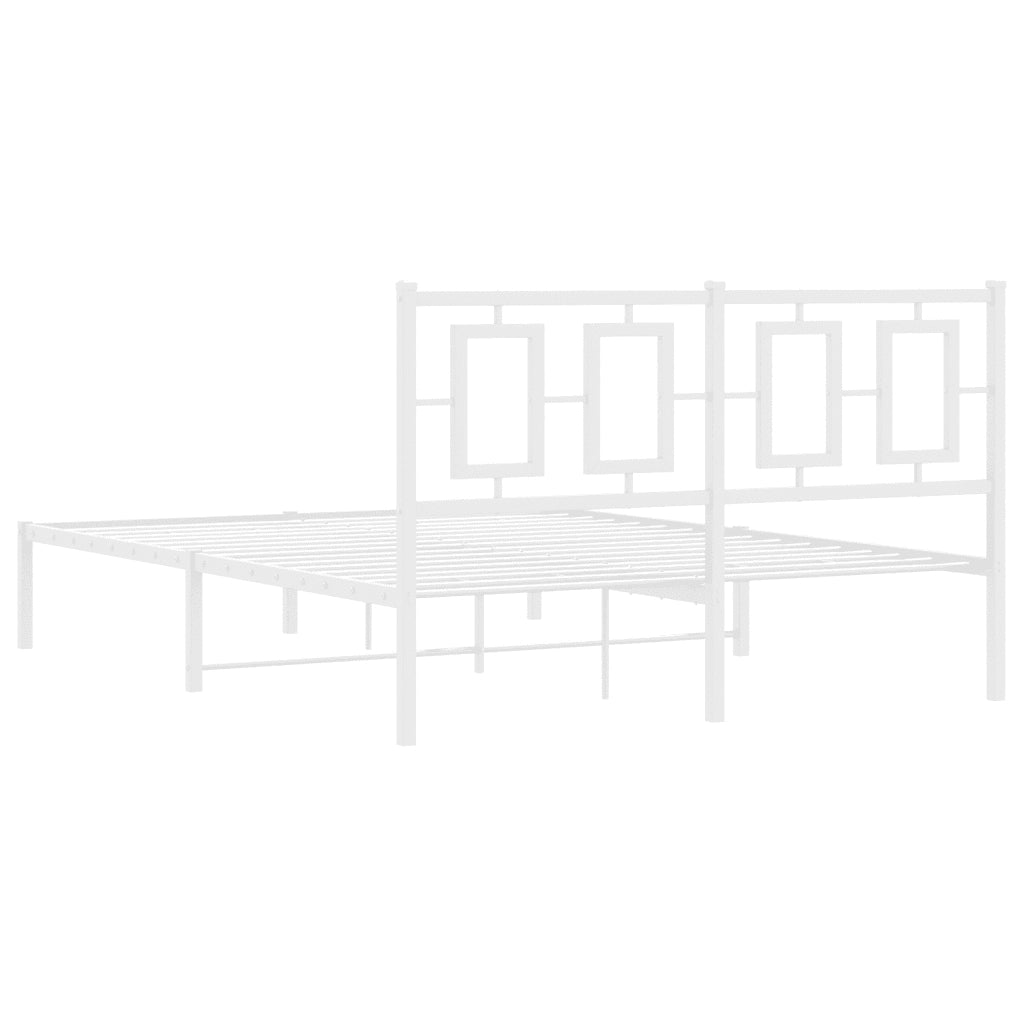 Giroletto con Testiera-Struttura Letto con testiera Metallo Bianco 140x190 cm 950203