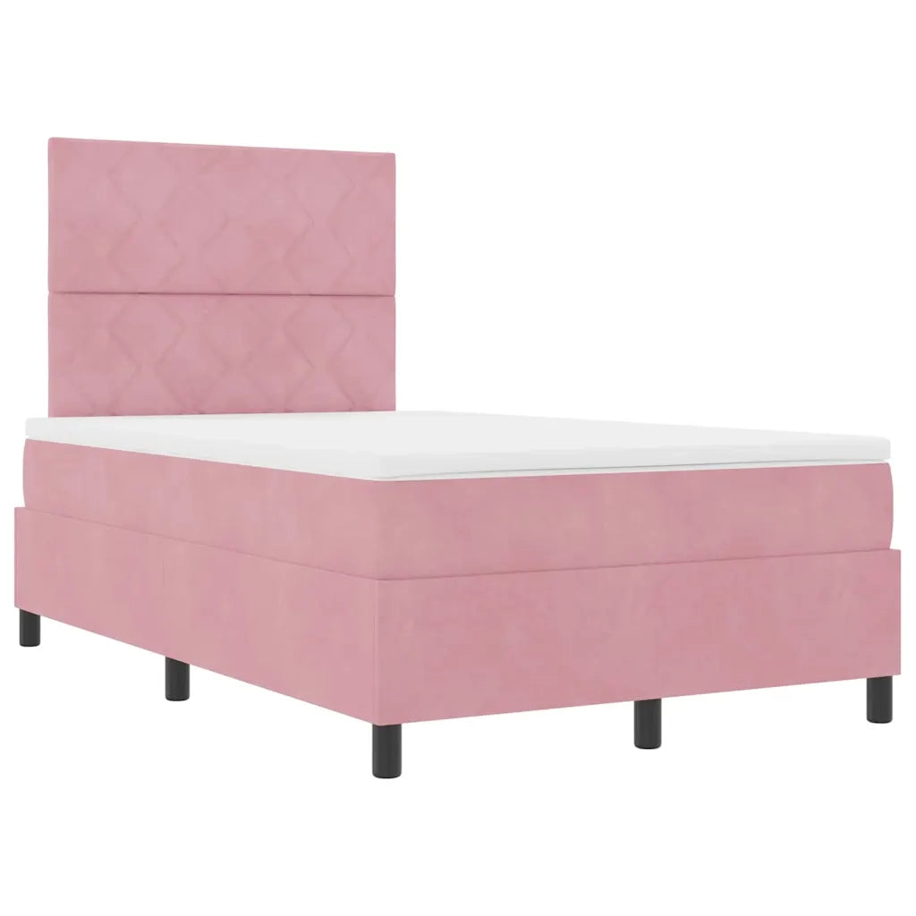 Letto a molle con materasso Rosa 120 x 190 cm Velluto 3339889