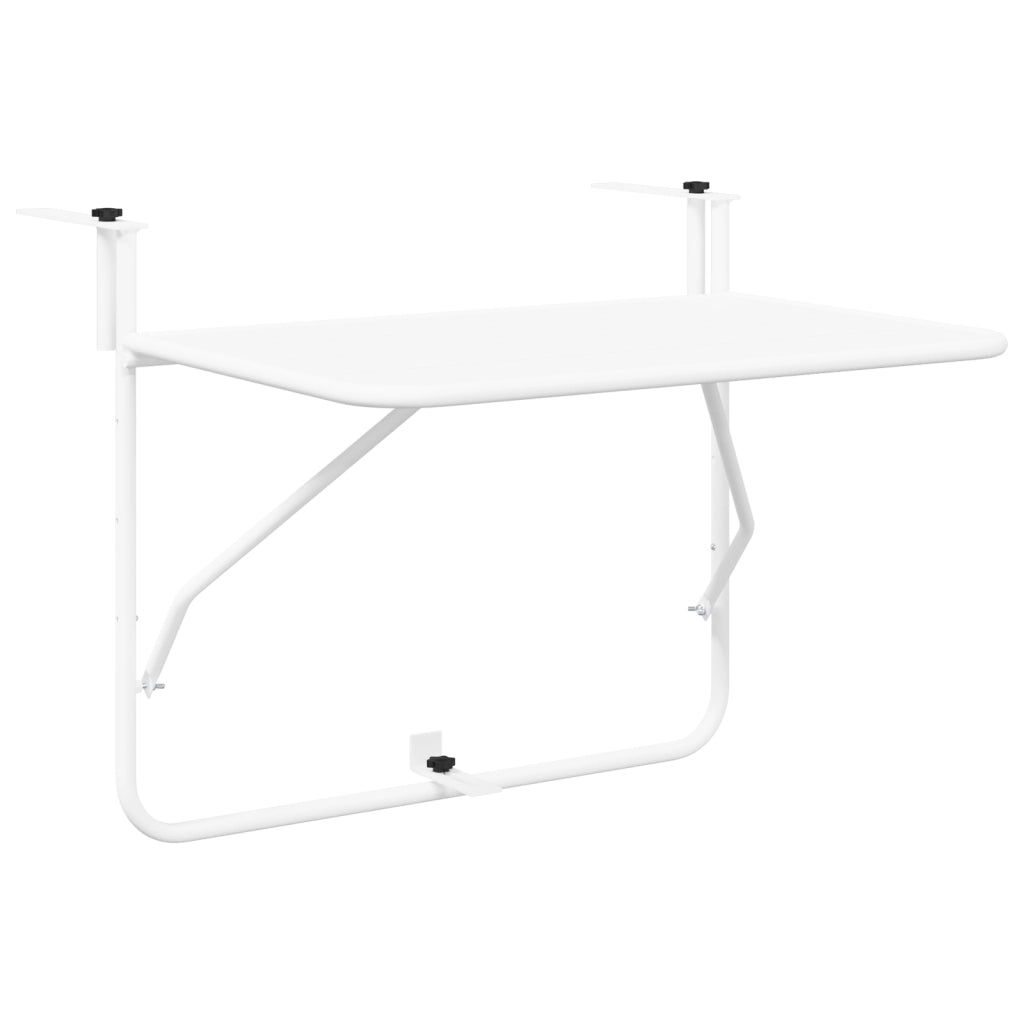 Tavolo da Balcone Pieghevole White 60x40 cm in Acciaio