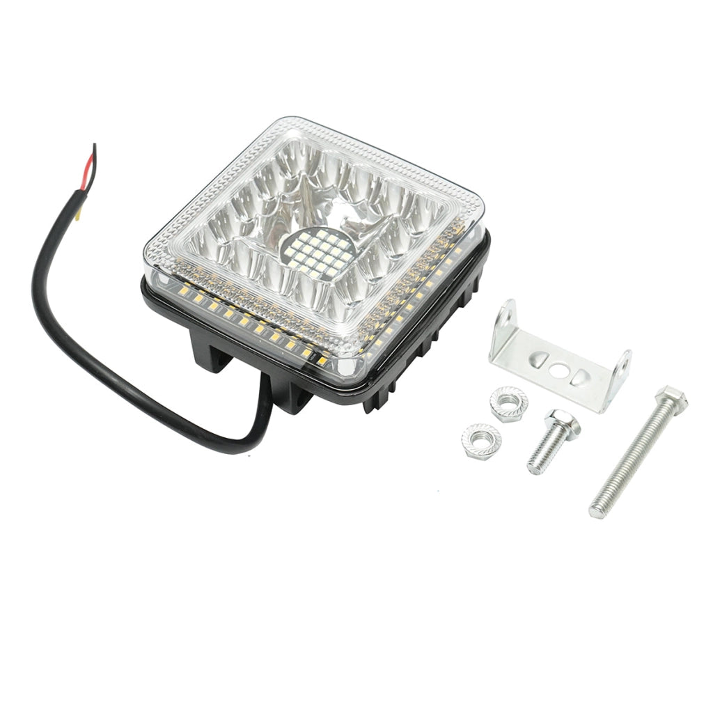 Lampada LED 9-36V, 40W, colore bianco-giallo, alloggiamento in alluminio 110x107x50mm