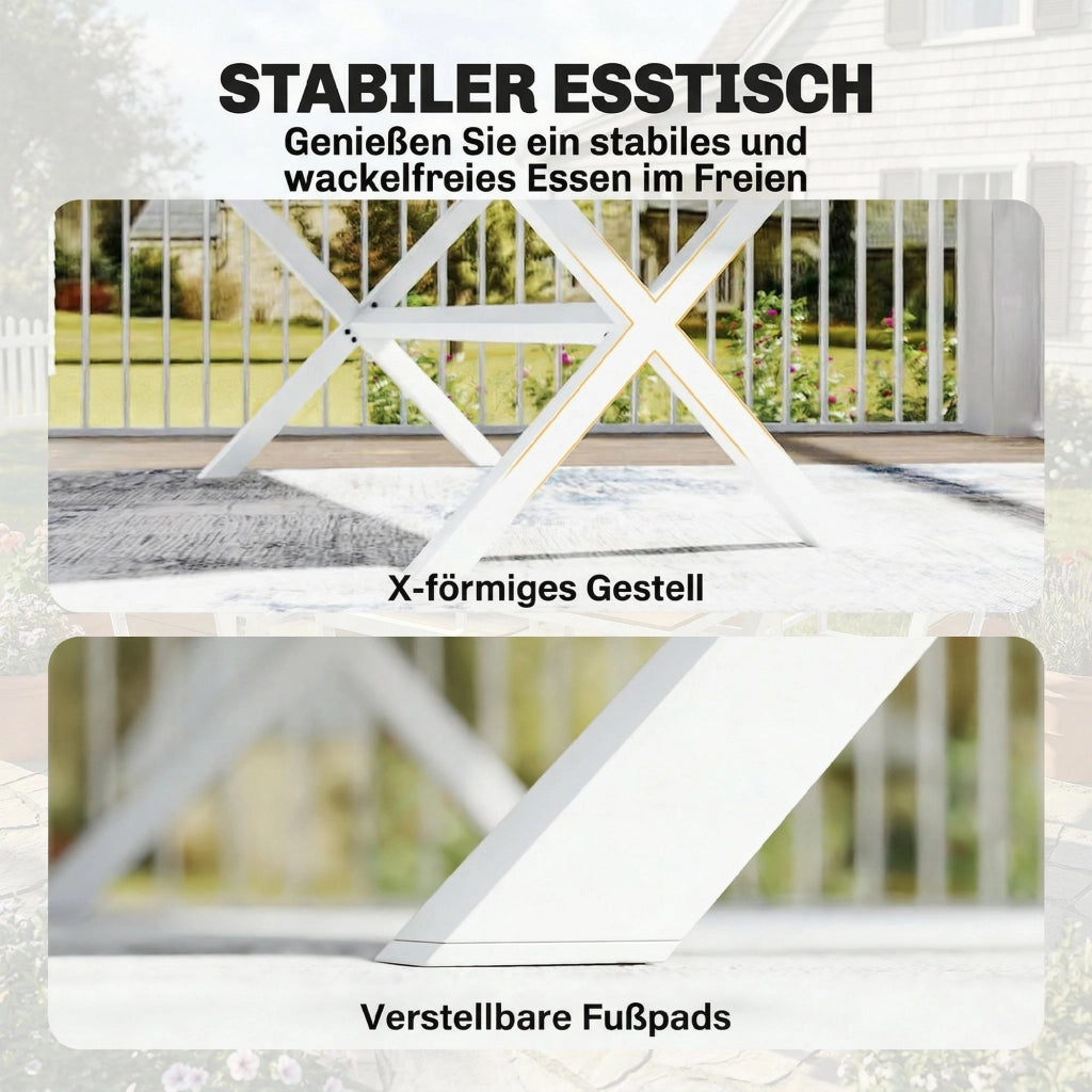Set da Giardino 7 Pezzi con Tavolo e Sedie Pieghevoli ¨C zephmum ¨C Legno Teak e Alluminio