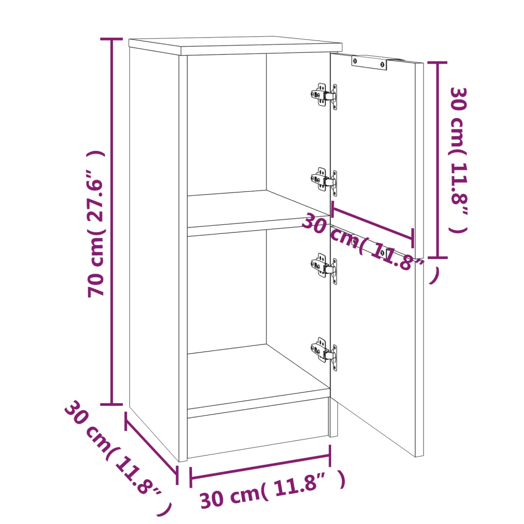 Credenze 2 pz Grigio Cemento 30x30x70 cm in Legno Multistrato 811178
