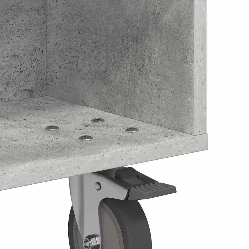 Tavolino con Ruote Grigio cemento 50,5 x 50 x 30 cm