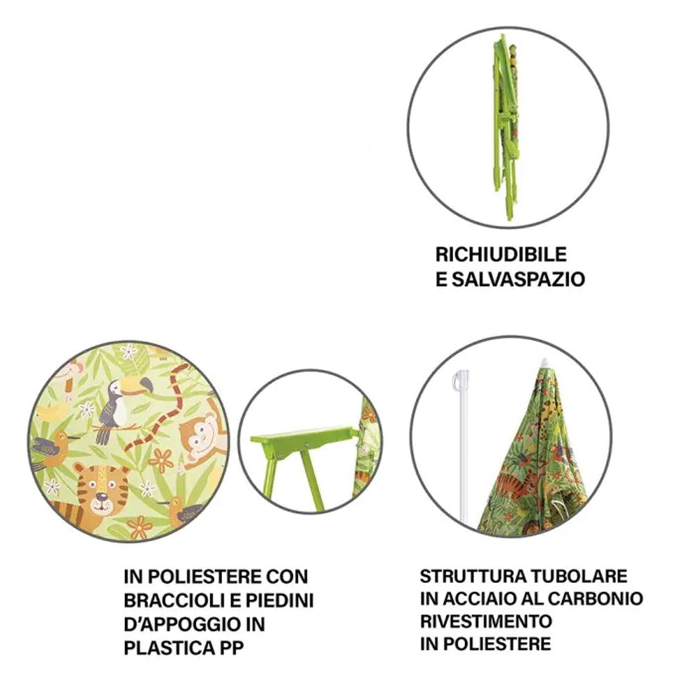Trade Shop - Set Da Giardino Per Bambini Con Tavolino Rotondo Sedie Pieghevoli Ombrellone Verde 529028 -