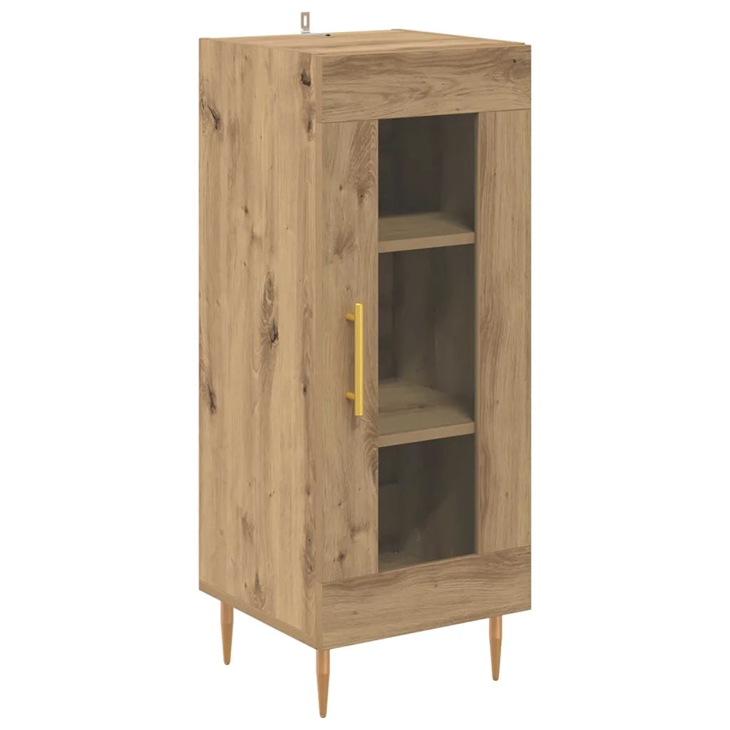 Credenza 2 pcs Rovere artigianale Vetro 3415973
