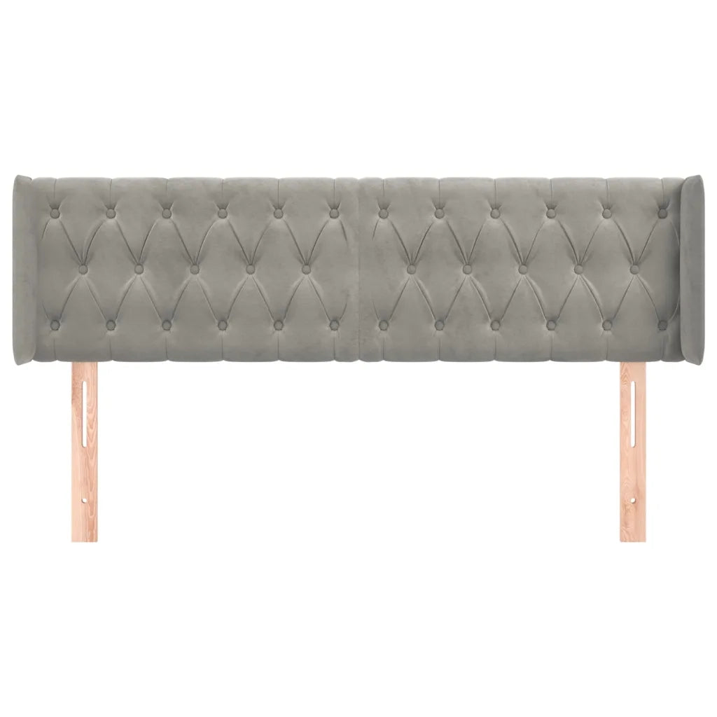 Testiera ad Orecchio-Testata del letto Grigio Chiaro 163x16x78/88 cm in Velluto