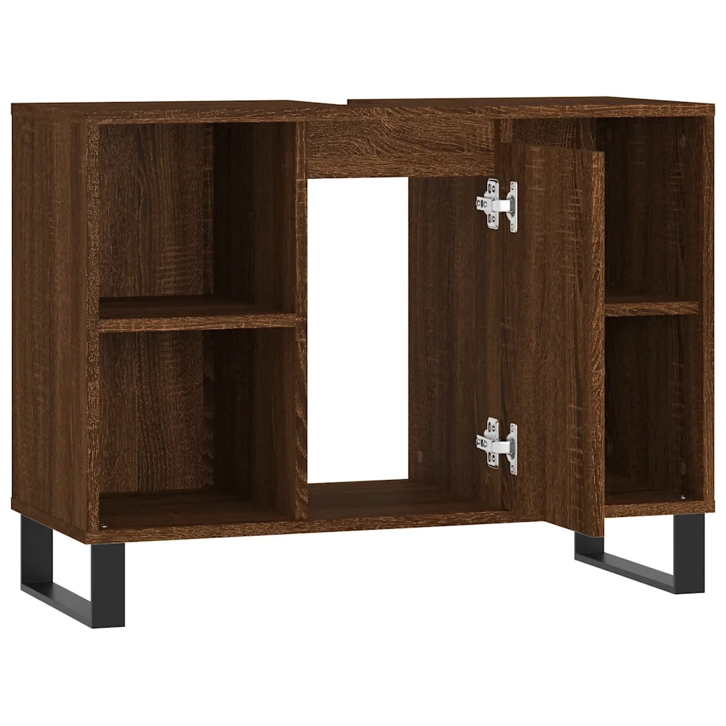 Mobile bagno moderno con vani contenitori flessibili 80 x 33 x 60 cm legno composito rovere marrone 02_0049070