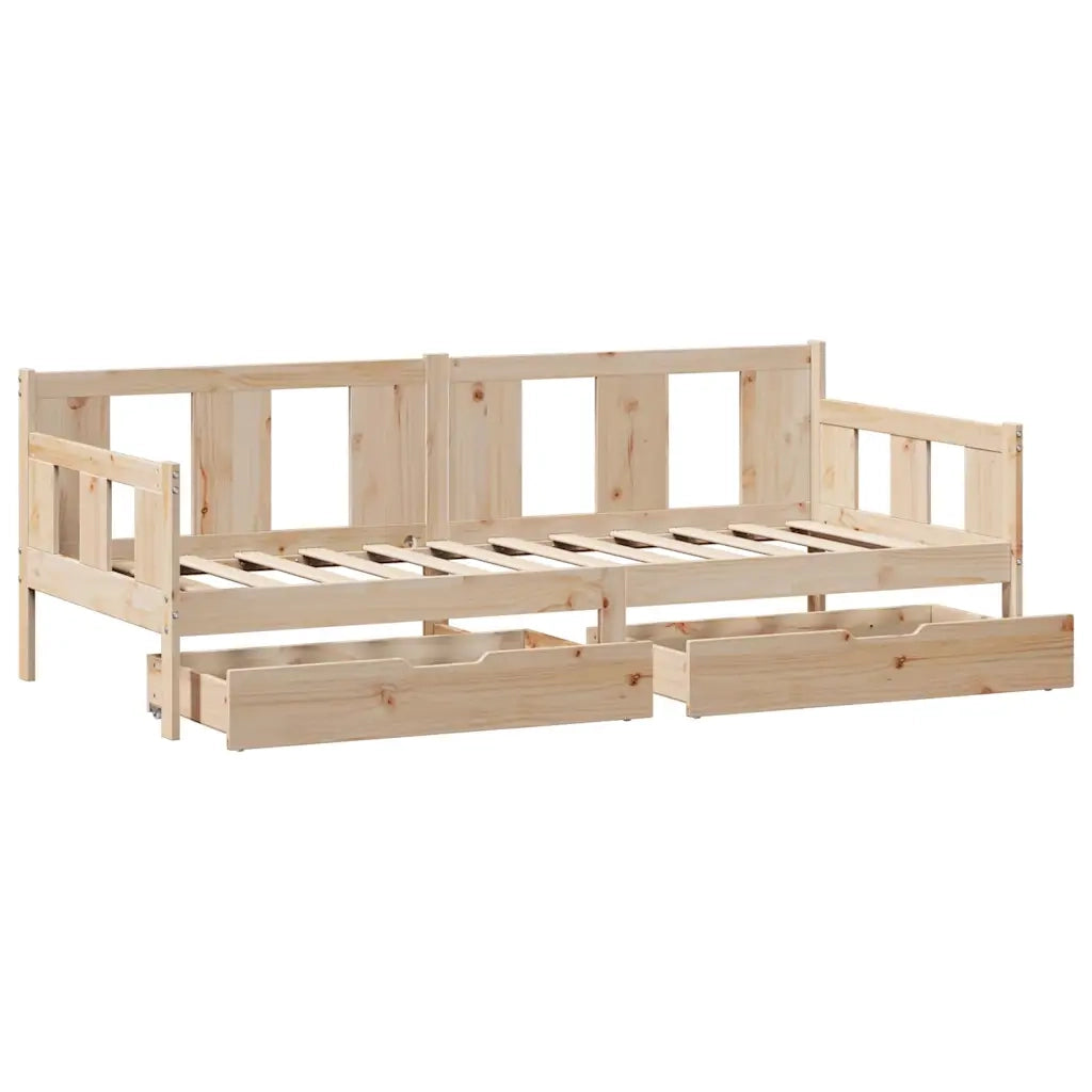 Dormeuse con Cassetti 90x190 cm in Legno Massello Pino 3302112