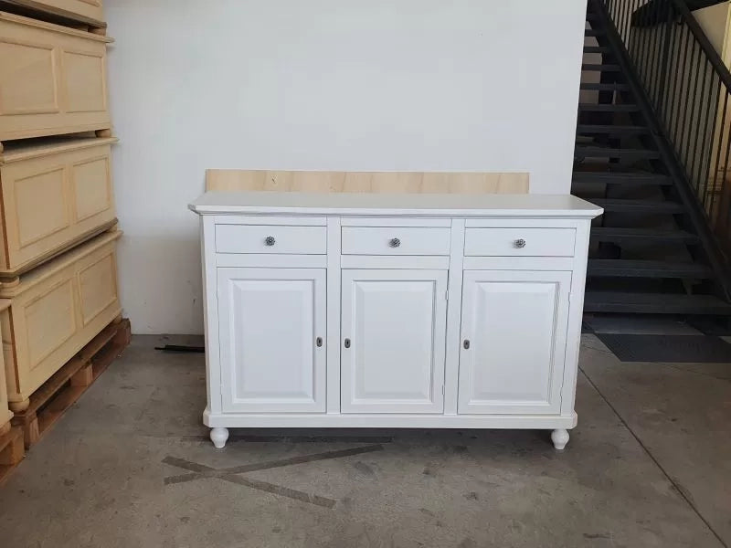 Madia credenza arte povera 3 ante legno bianco pomoli floreali 150x43x98 - Mobili 2G