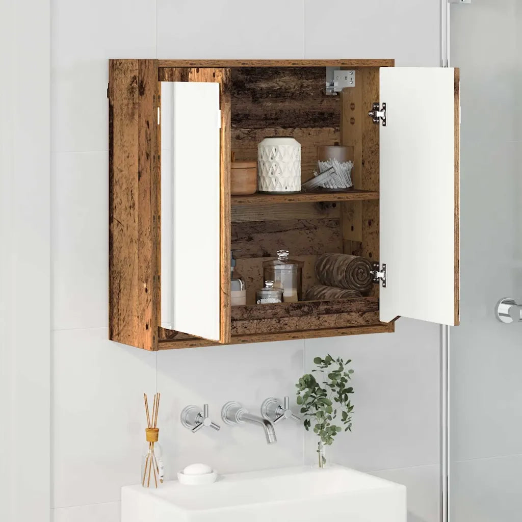 Mobiletto per specchio da bagno Legno vecchio 60 x 20 x 60 cm 888785