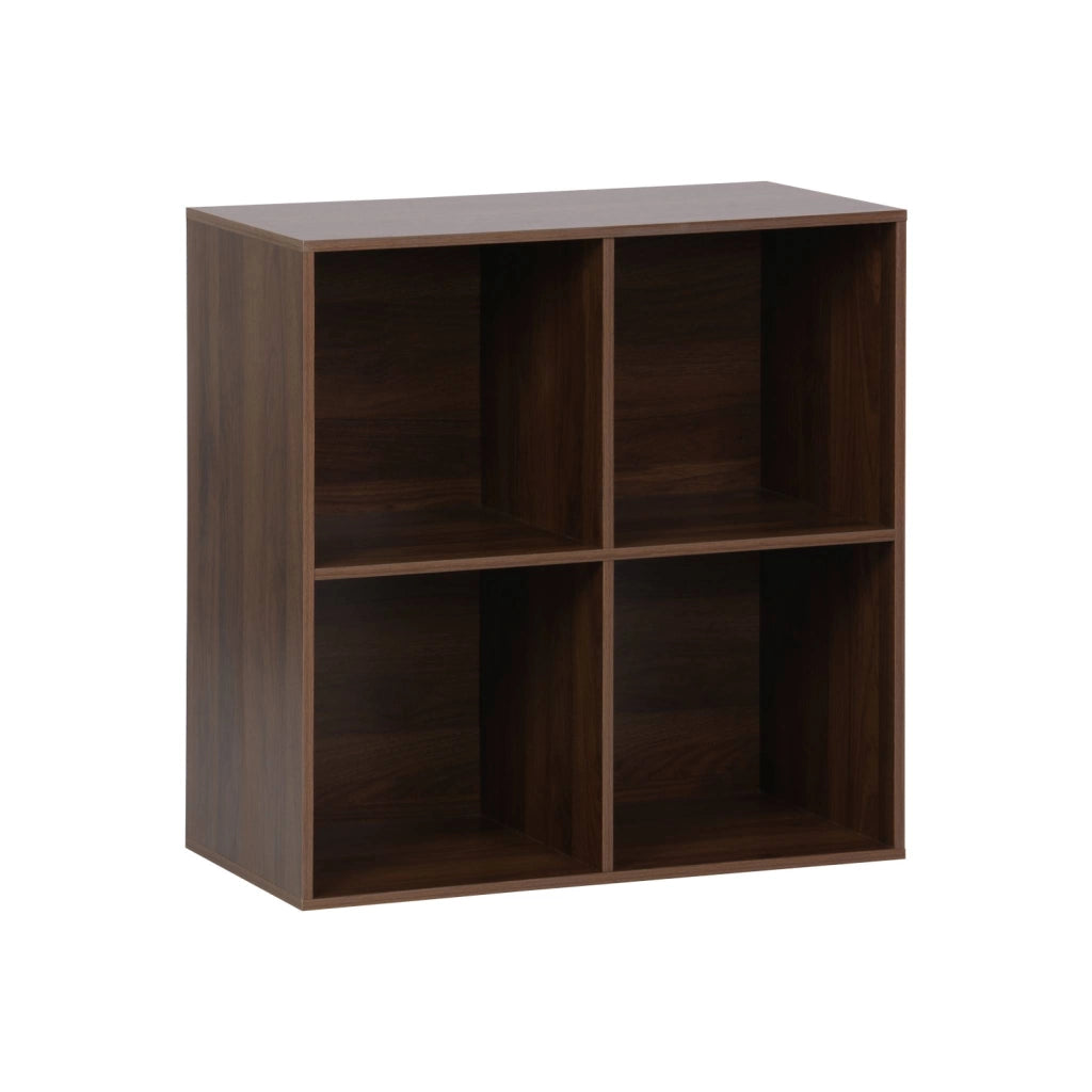 Libreria modulare in legno con 4 scomparti, noce