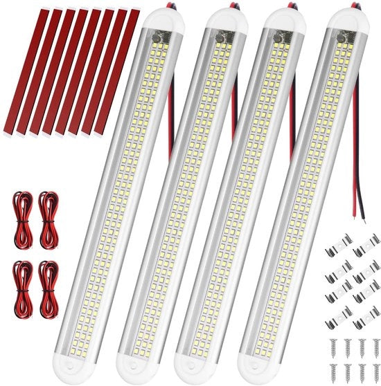 Fornitura di 4 pezzi di LED Strip per l'illuminazione interna - 12V - 1600 Lumen - Impermeabile - Illuminazione per auto e camper