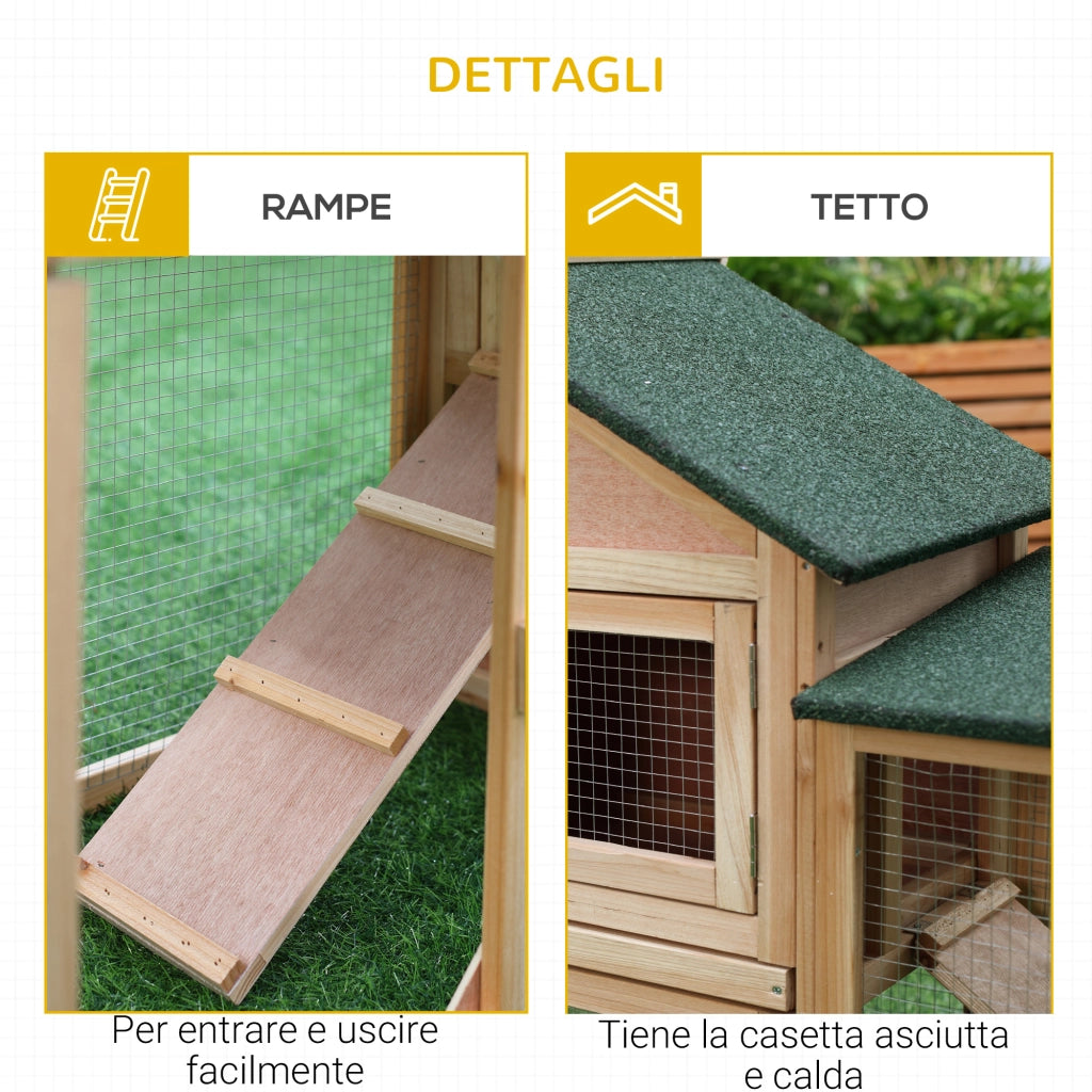 Gabbia per Conigli con Recinto e Tetto Impermeabile ¨C zephmum ¨C Grigio 210x45.5x84.5 cm