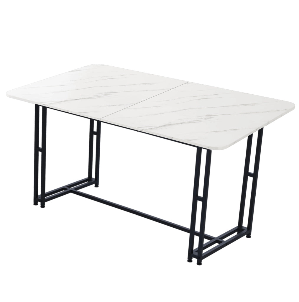 Tavolo da pranzo moderno con gambe in metallo MDF bianco e nero