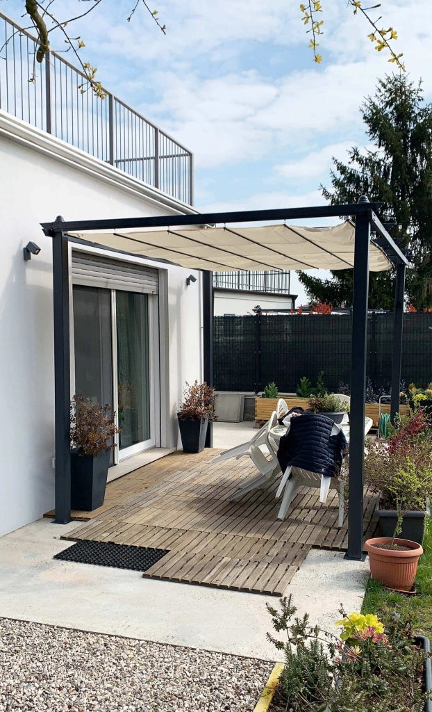 GAZEBO ASTORIA  ANTRACITE CON TELO BEIGE 3X4 MT