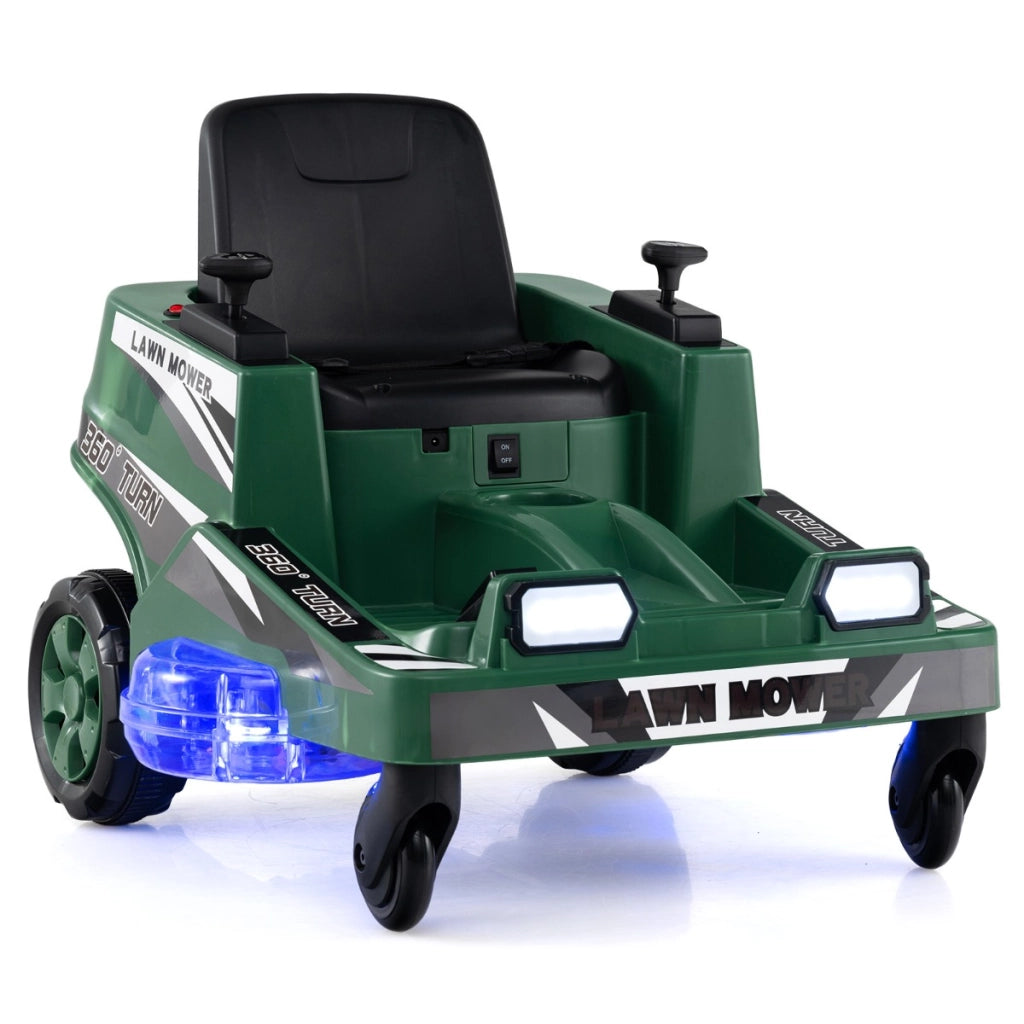Tosaerba elettrico 12v per bambini auto elettrica per ragazzi con doppie leve-Tosaerba giocattolo da esterno Verde