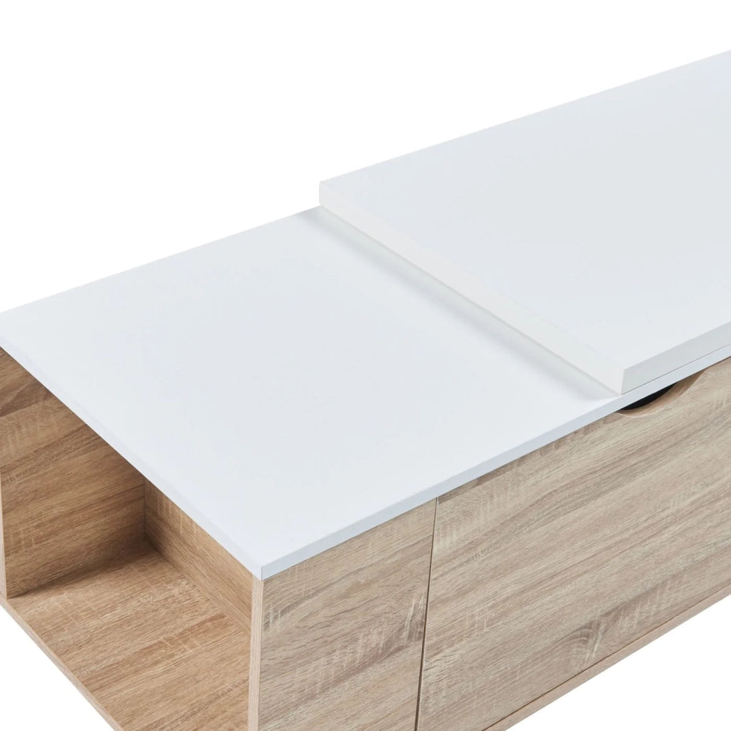 Tavolino laterale 100 x 48 x 40 cm effetto legno bianco 03_0010983