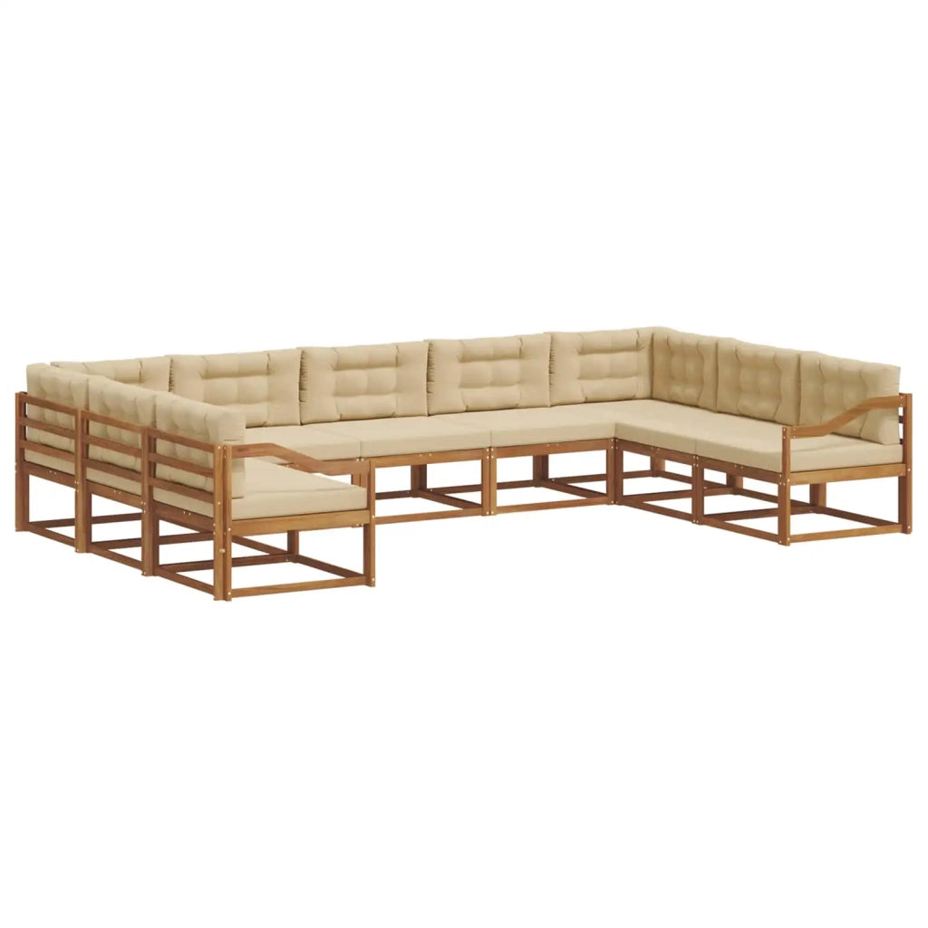 Set di divani da esterno con cuscino 9 pcs Naturale e Beige