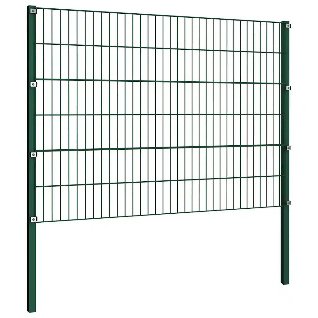 Pannello di recinzione con pali in ferro 522x120 cm verde 278663