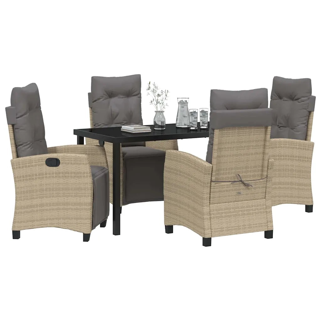 Set da Pranzo per Giardino con cuscino 5 pcs Beige polyrattan 3380451