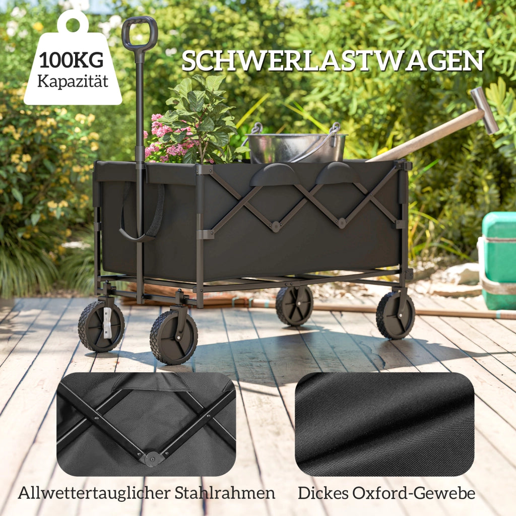 Carrello da giardino pieghevole con telo estraibile ¨C zephmum ¨C 100 kg, nero