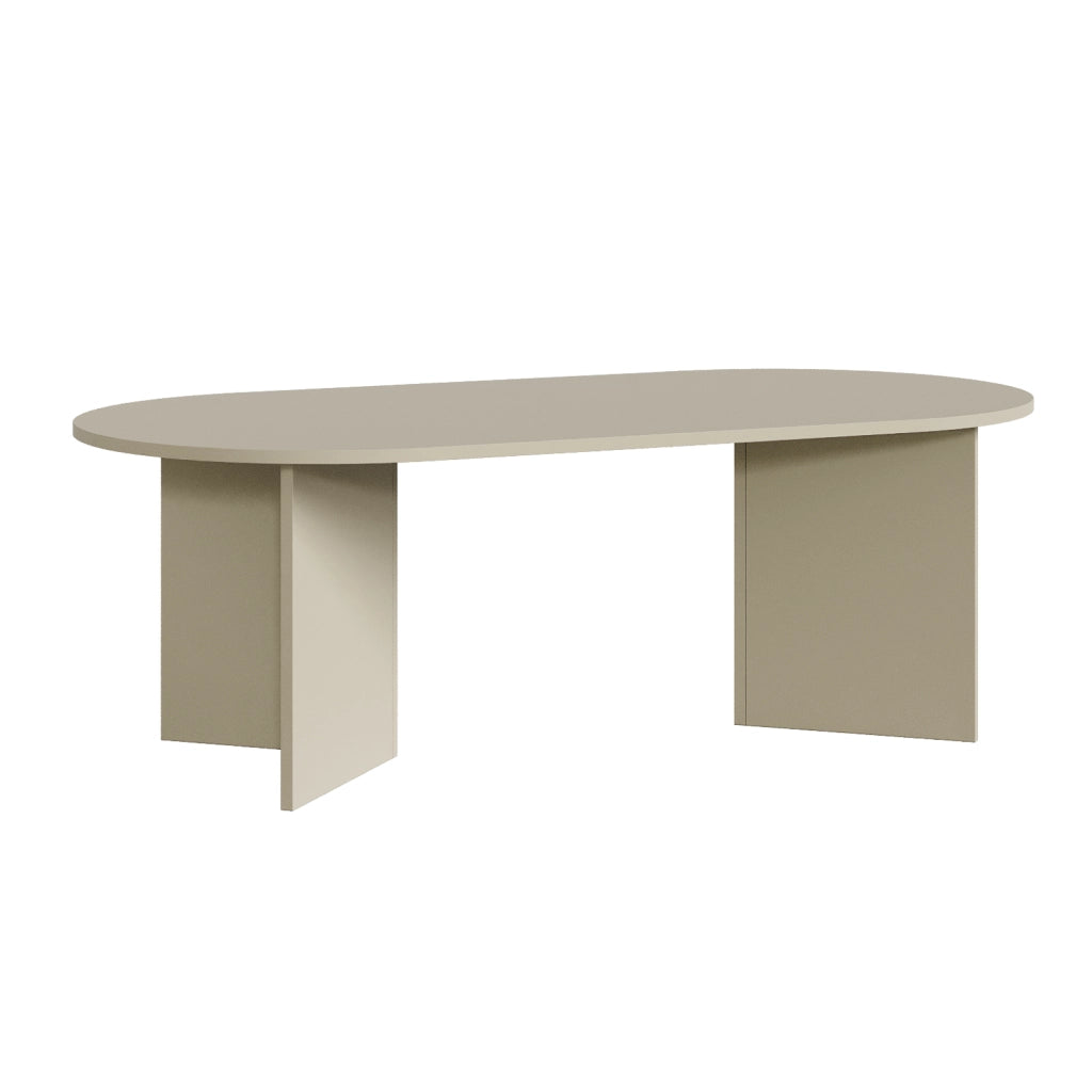 Tavolino da Salotto Kynd con Piano Ovale 119 x 60 x 40 cm - Color Avena Oatmeal [en.casa]