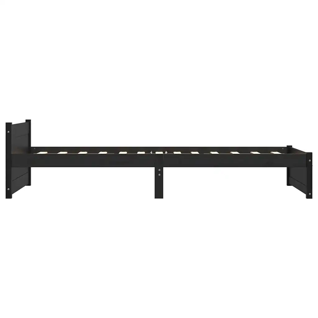 Letto singolo | Letto per adulti | Giroletto Nero in Legno Massello 90x200 cm