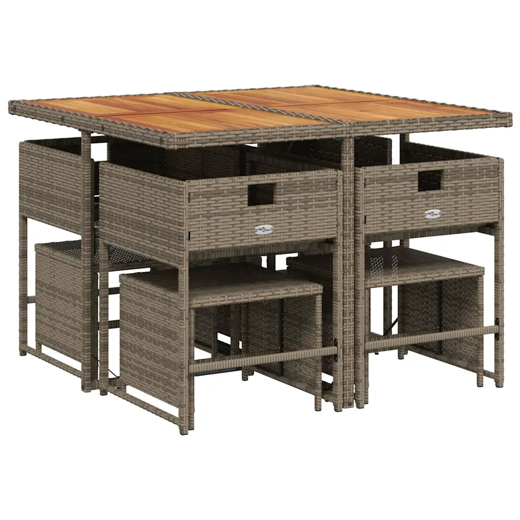 Set da pranzo da giardino da 9 pz con Cuscini in Polyrattan Grigio 3278092