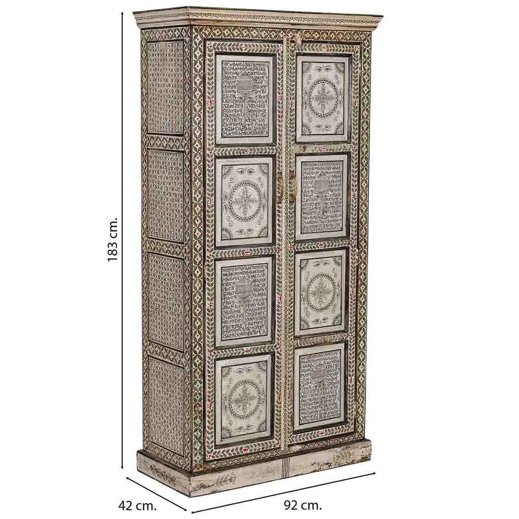 Armadio in legno verde dipinto a mano 92x42x183 cm